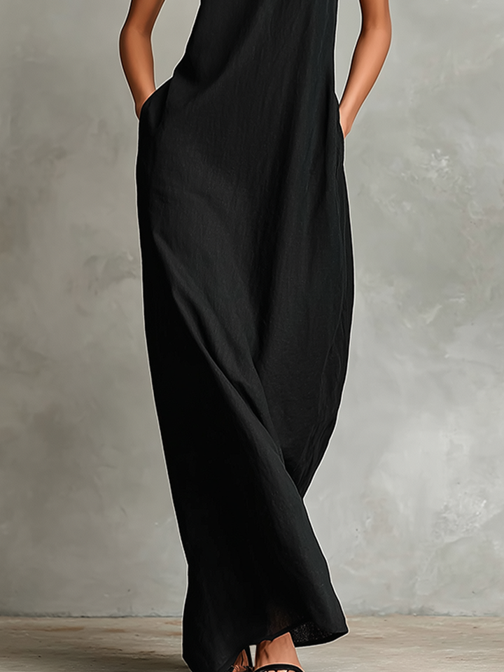 Victoria | High-Neck Maxi Dress with Side Pockets