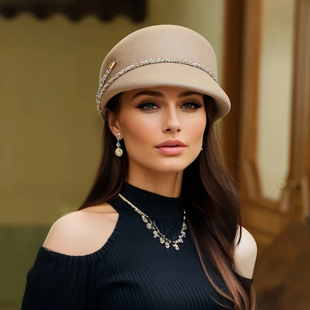 Hannah Celestine Crystal Wool Cloche