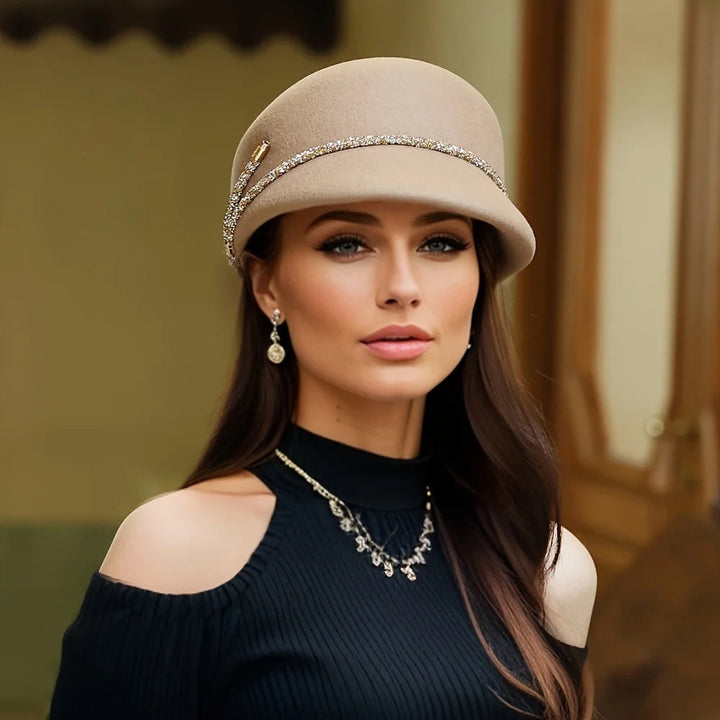 Hannah Celestine Crystal Wool Cloche