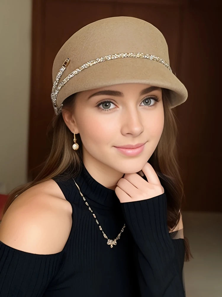 Hannah Celestine Crystal Wool Cloche