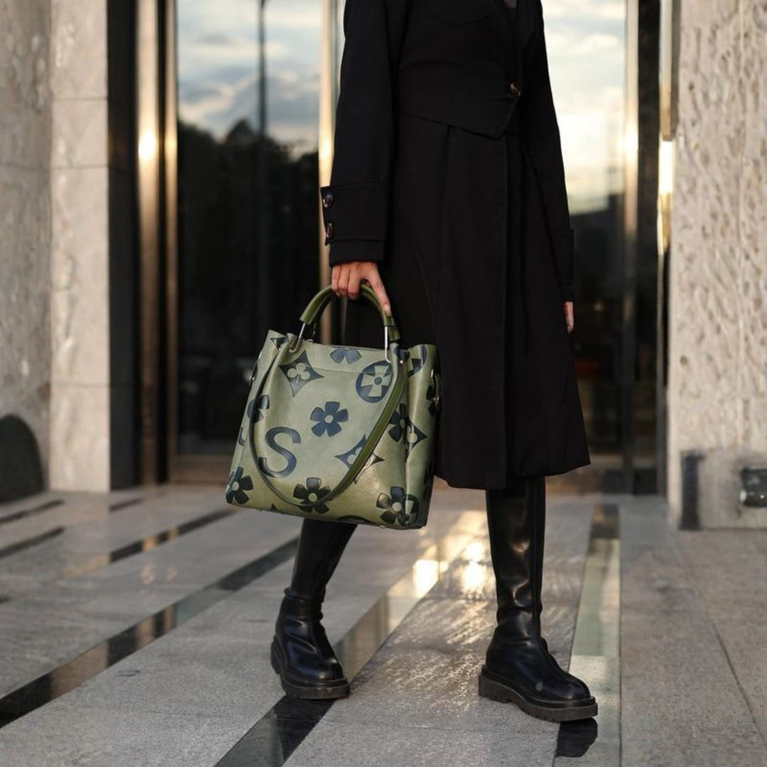 Sarah Classy Fashionable Floral Embossed Handbag and Crossbody Bag