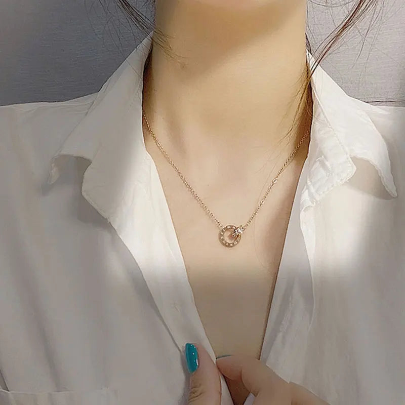 Agathe Roman Numeral Charm Necklace