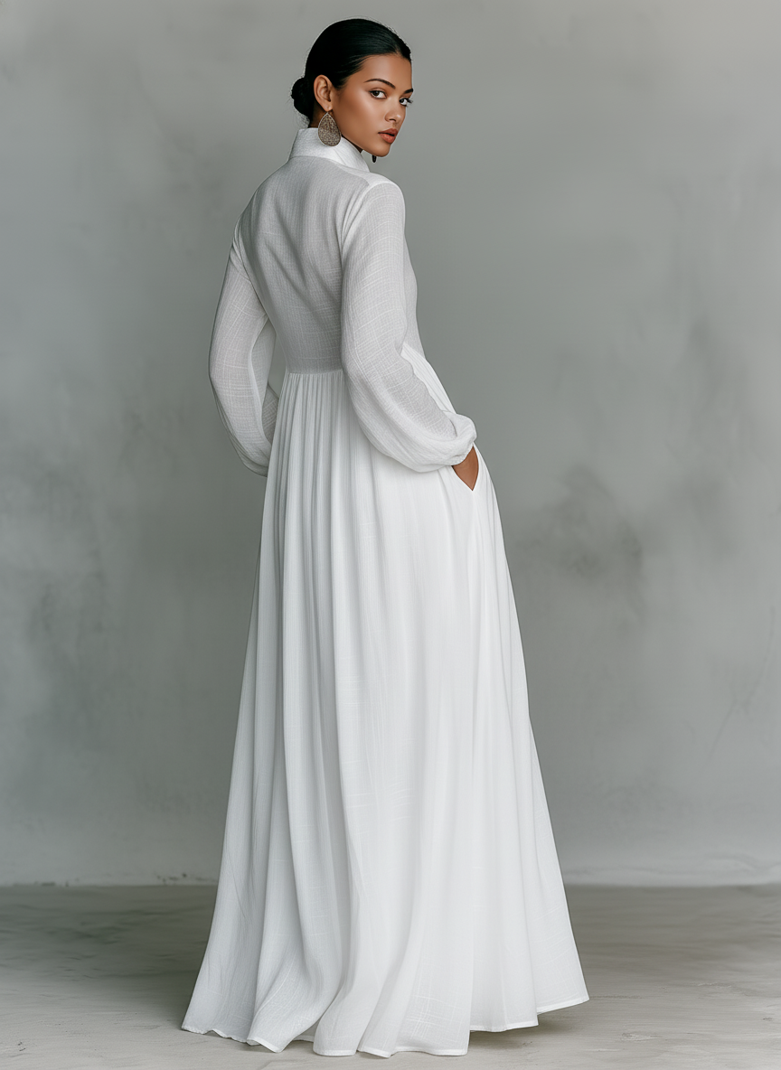 Julia | Stand-Up Collar Long-Sleeved Maxi Dress