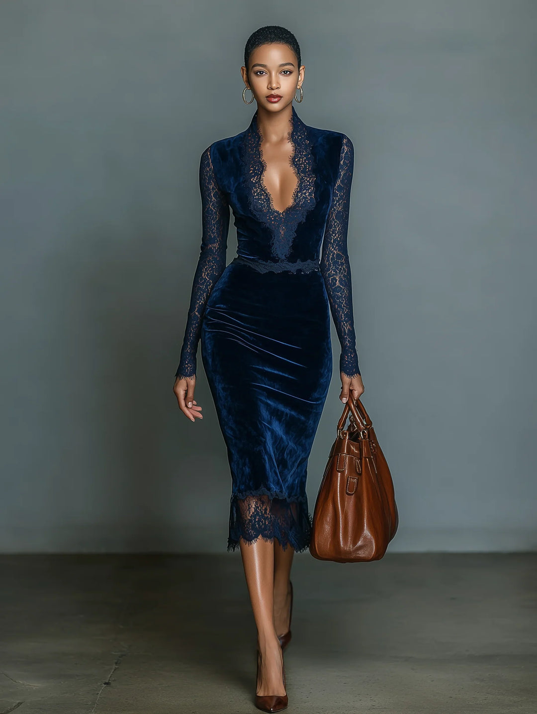 Adeline | Slim-Fit V-Neck Midi Dress