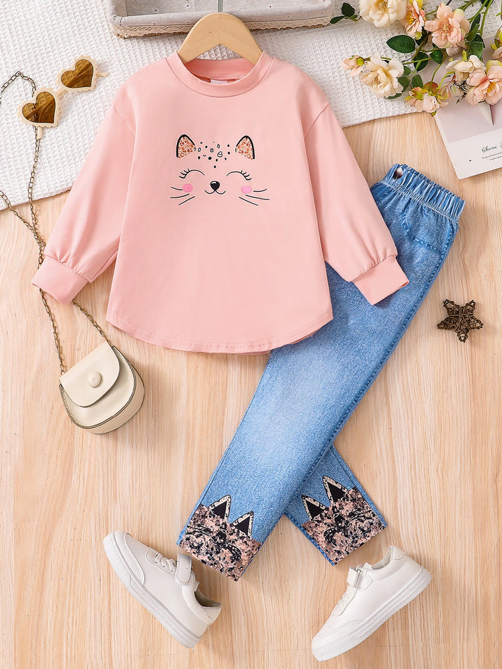 Maeve 2-Piece Spring Sweatshirt and Jeans Set