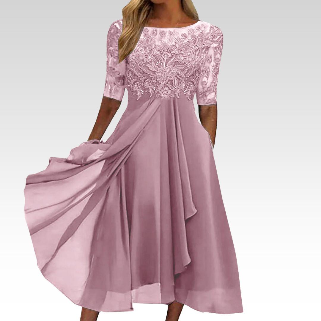 Whitney | Flattering Lace Midi Dress