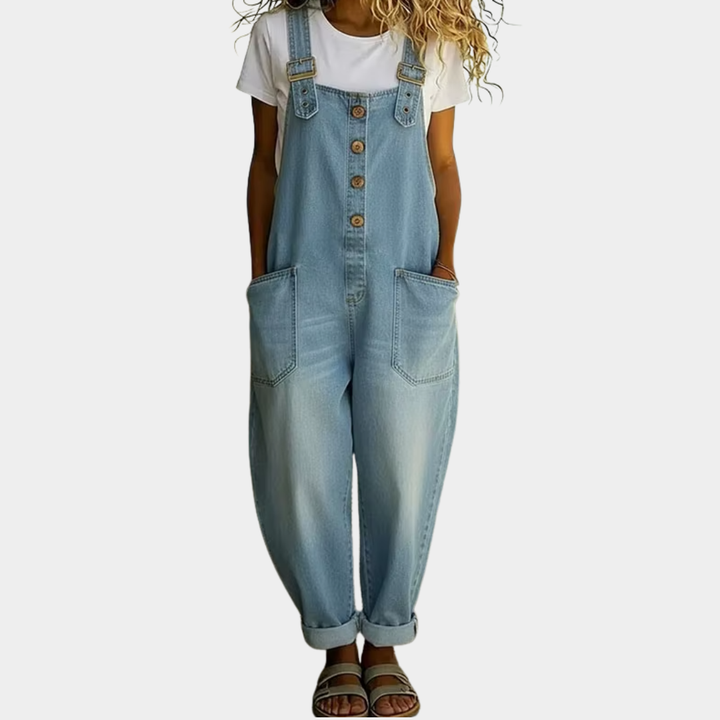 Ashley – Vintage Cotton Denim-Look Overalls