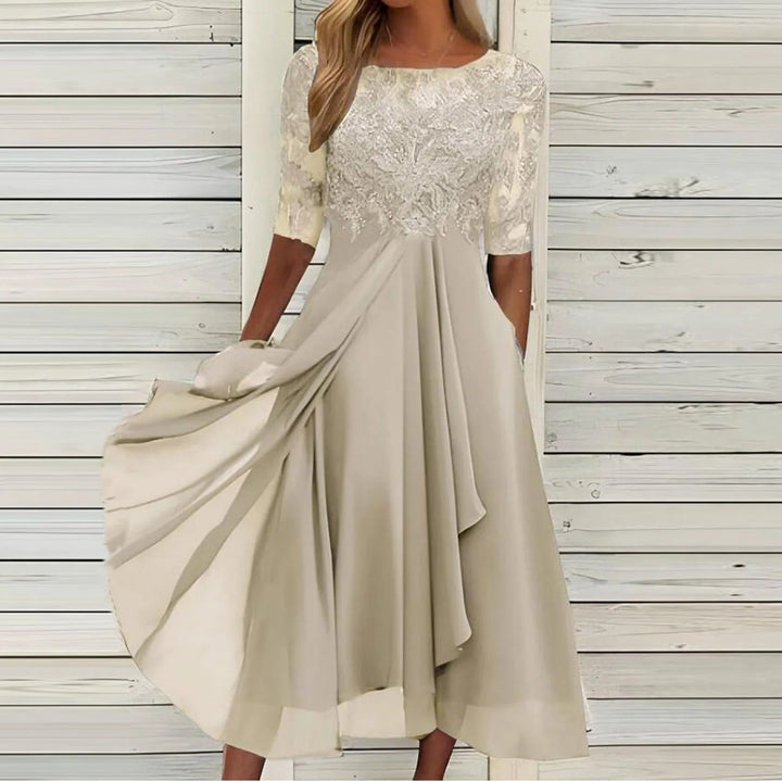 Whitney | Flattering Lace Midi Dress