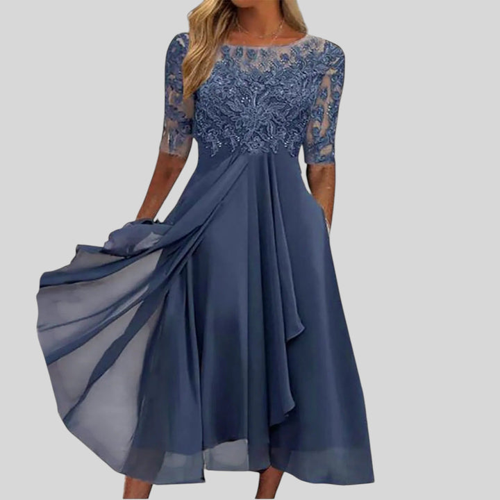 Whitney | Flattering Lace Midi Dress