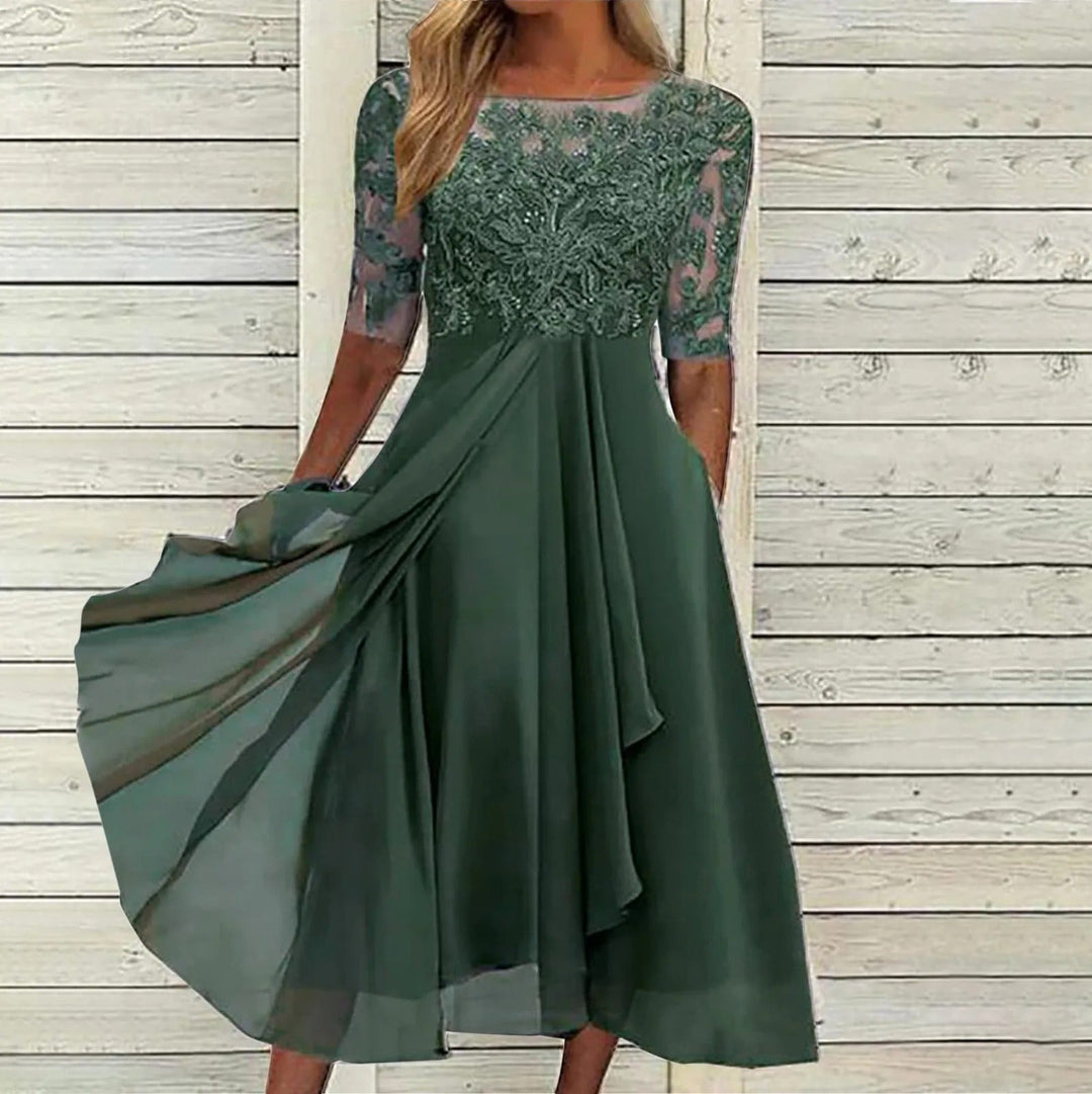 Whitney | Flattering Lace Midi Dress