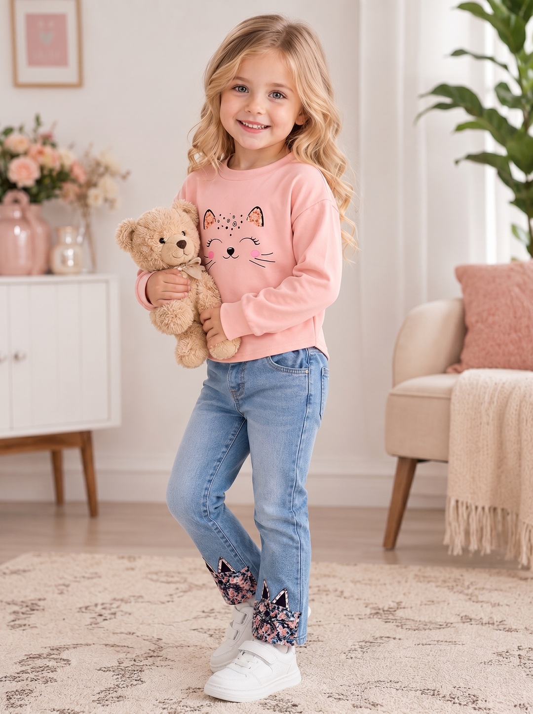 Maeve 2-Piece Spring Sweatshirt and Jeans Set