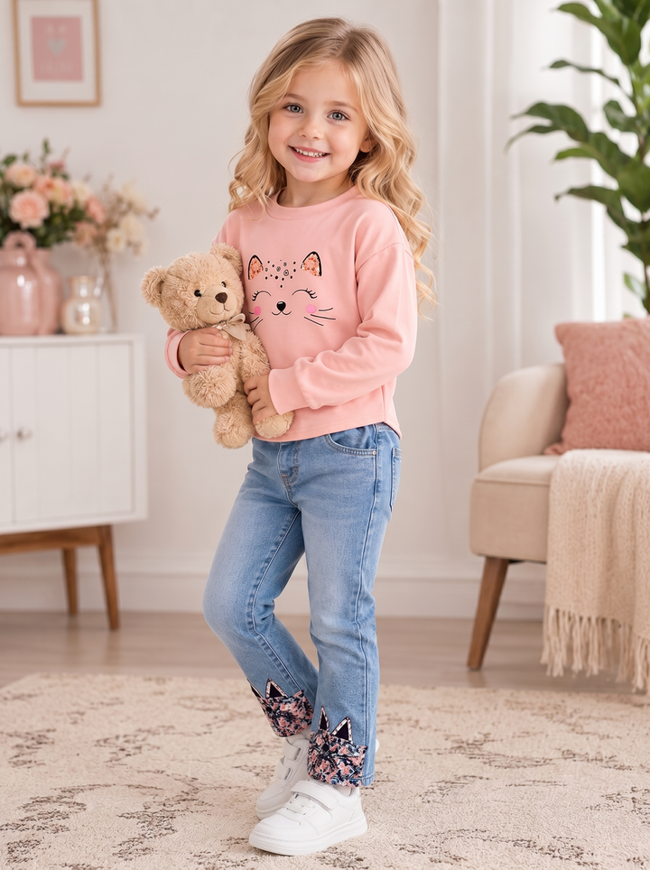 Maeve 2-Piece Spring Sweatshirt and Jeans Set