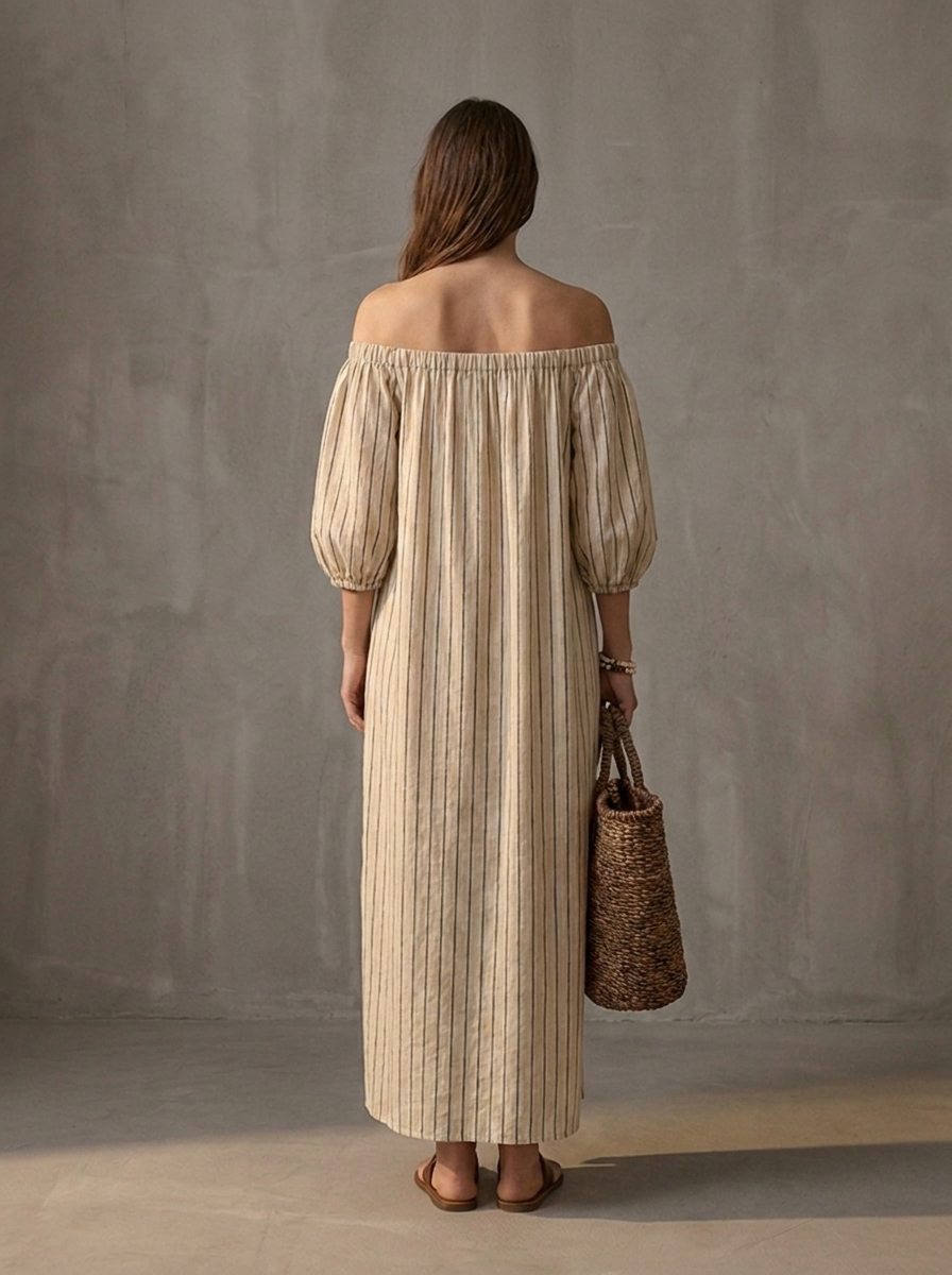 Autumn |  Blend Off-Shoulder Long-Sleeved Maxi Dress