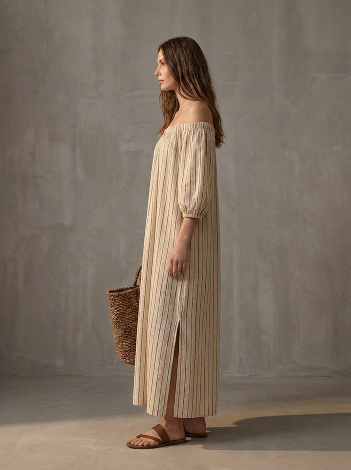 Autumn |  Blend Off-Shoulder Long-Sleeved Maxi Dress
