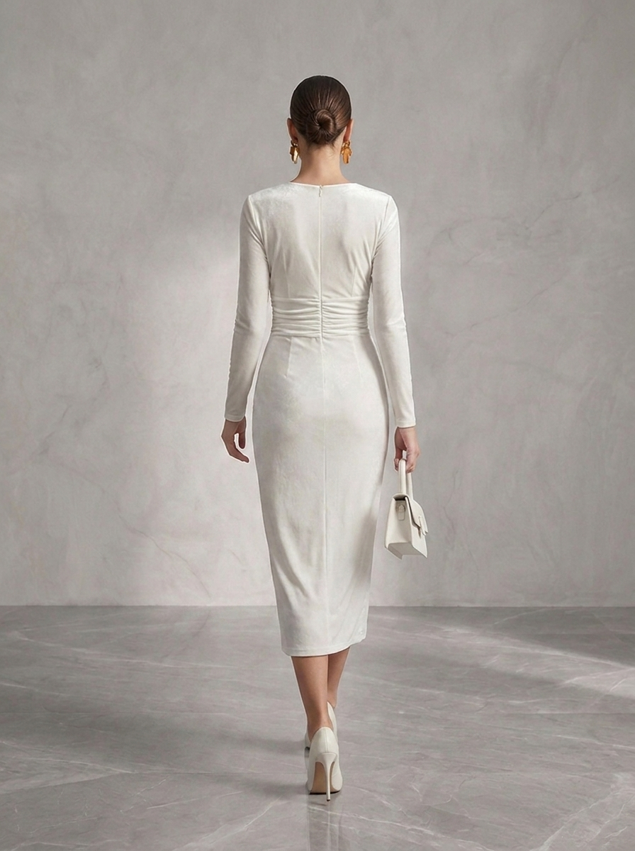 Anaëlle | V-Neck Long-Sleeved Midi Dress