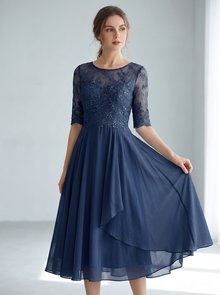 Whitney | Flattering Lace Midi Dress