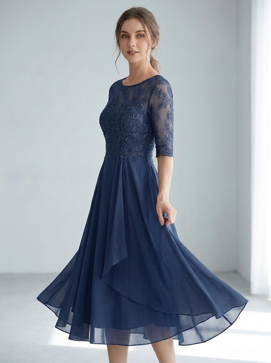 Whitney | Flattering Lace Midi Dress