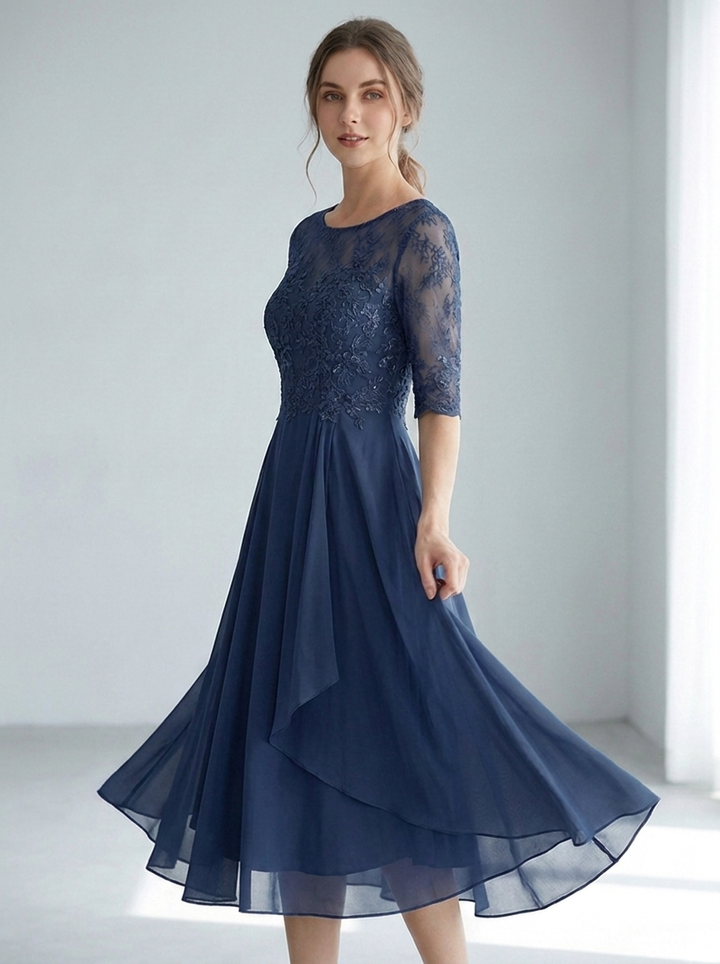 Whitney | Flattering Lace Midi Dress