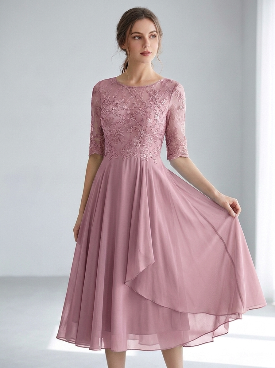 Whitney | Flattering Lace Midi Dress