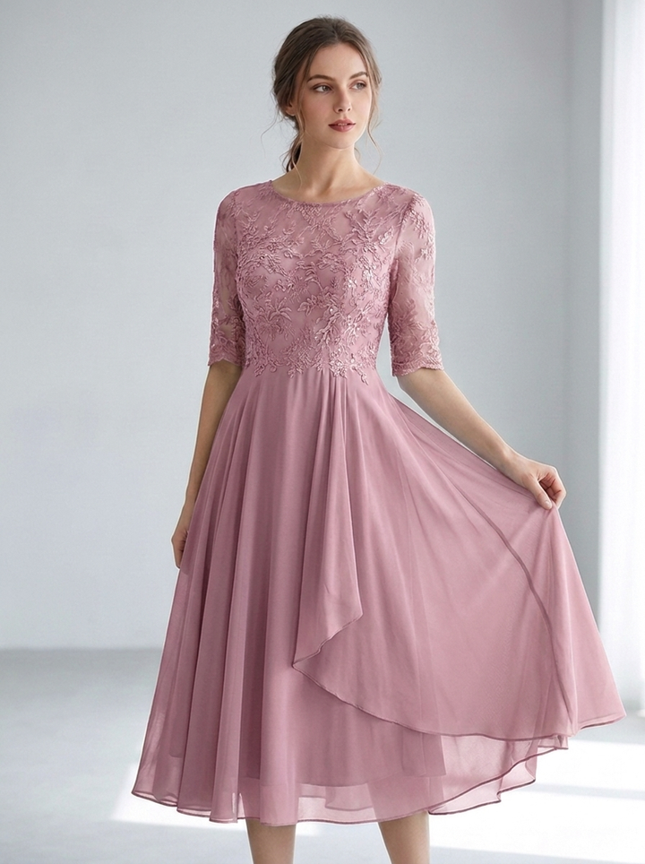 Whitney | Flattering Lace Midi Dress