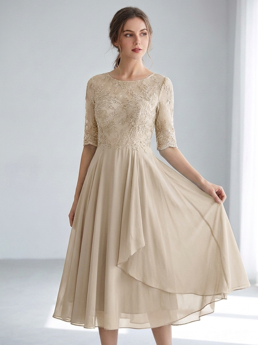 Whitney | Flattering Lace Midi Dress