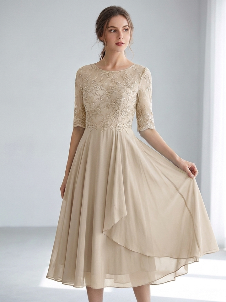 Whitney | Flattering Lace Midi Dress