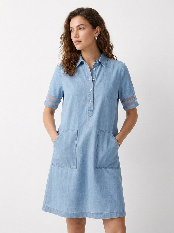 Brittany | Figure Flattering Denim Midi Dress
