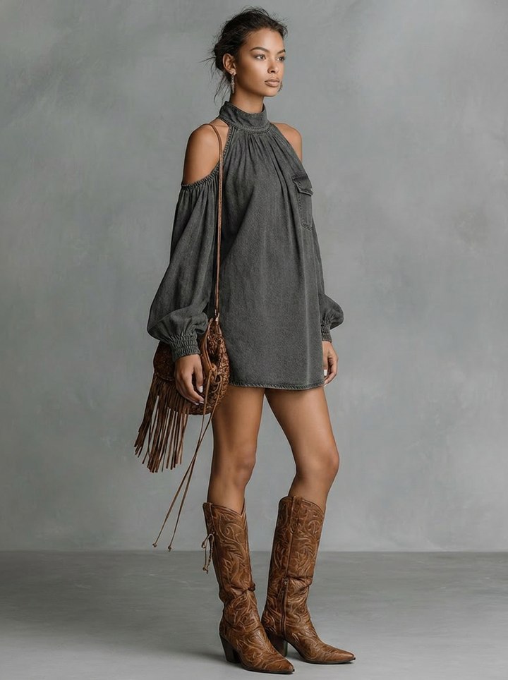 Willow | Denim Off-Shoulder Mini Dress