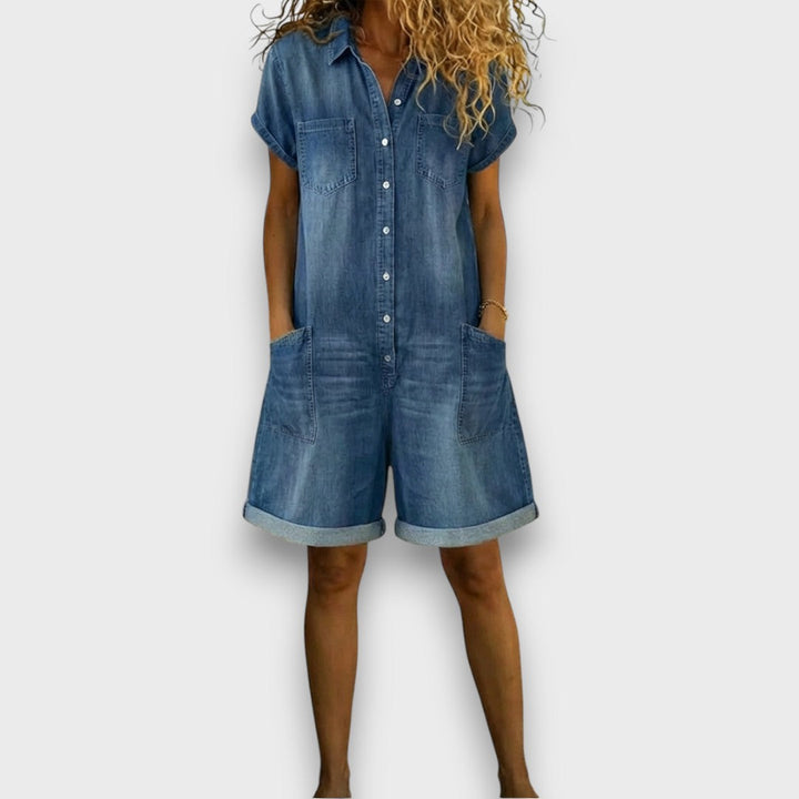 Colette | Vintage short Cotton Denim-Look Overalls