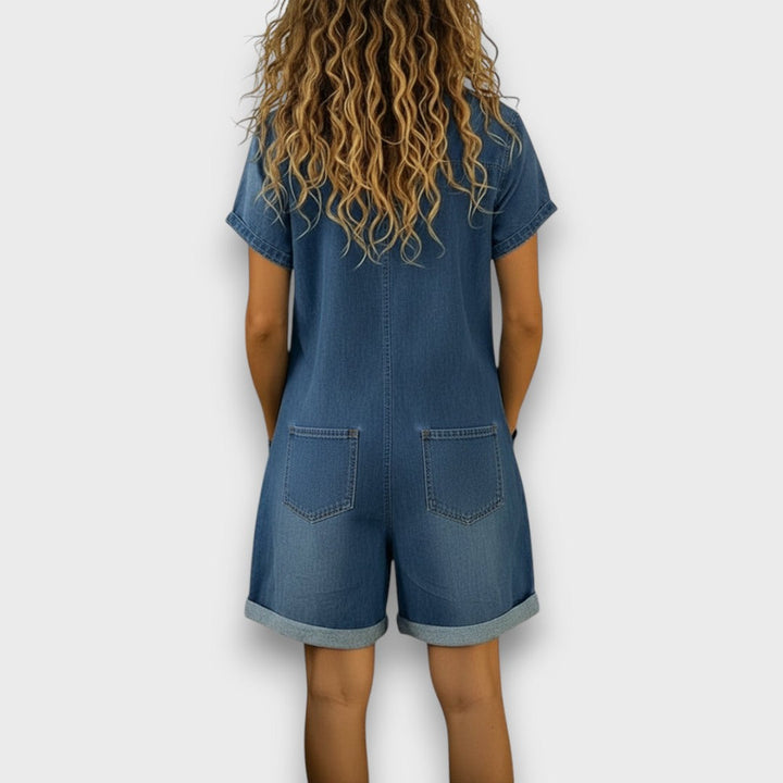 Colette | Vintage short Cotton Denim-Look Overalls