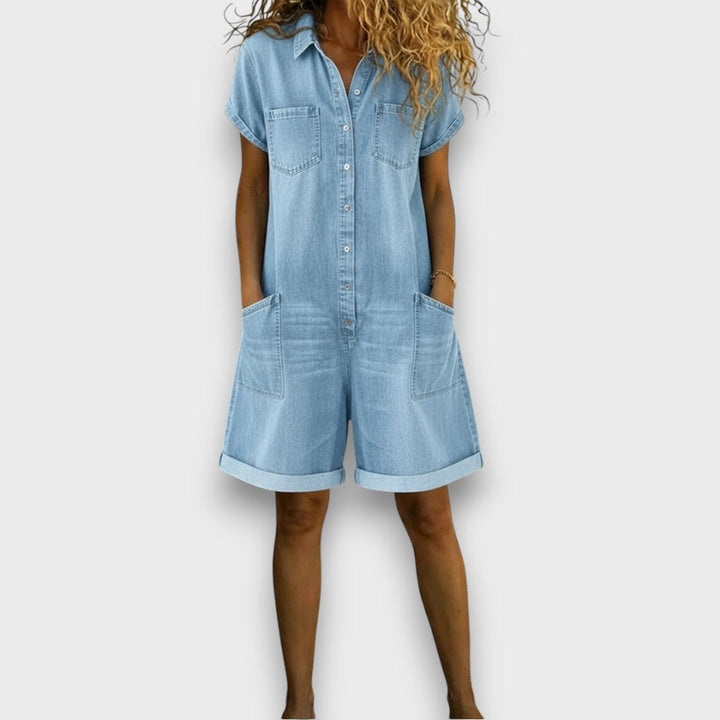 Colette | Vintage short Cotton Denim-Look Overalls