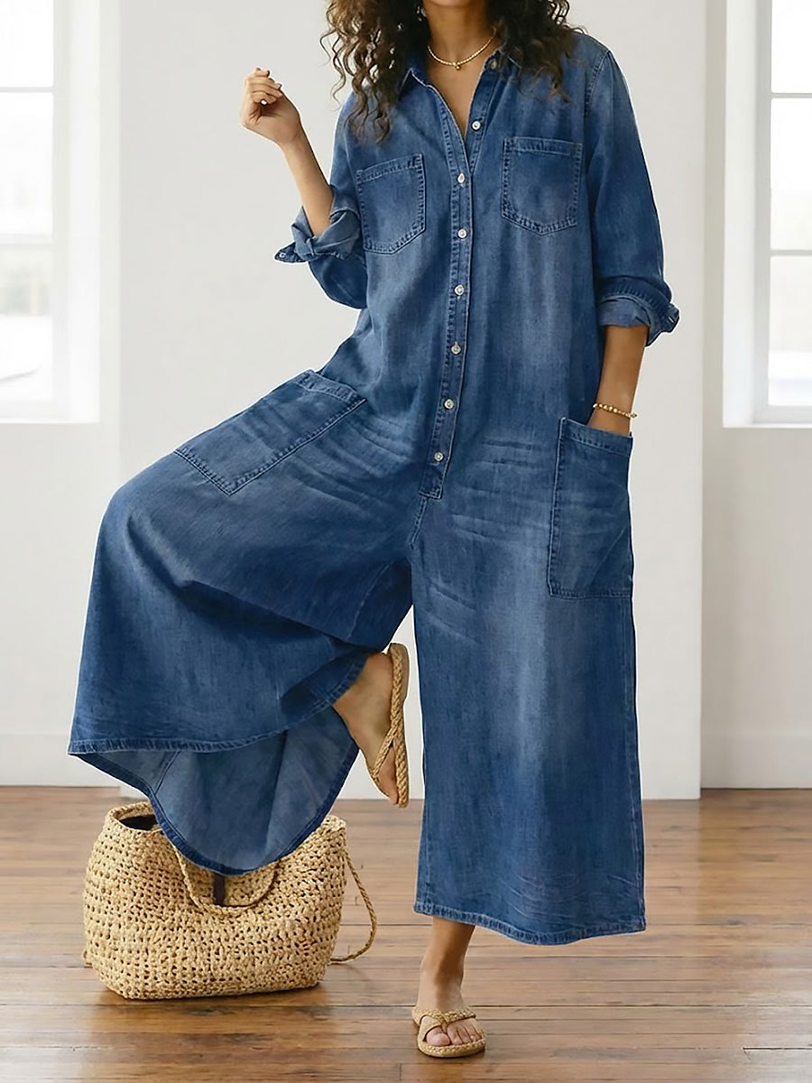 Émilie | Flattering Vintage Denim Jumpsuit