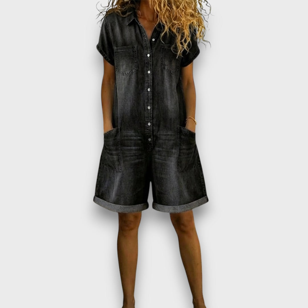 Colette | Vintage short Cotton Denim-Look Overalls