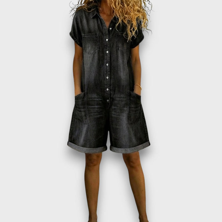 Colette | Vintage short Cotton Denim-Look Overalls