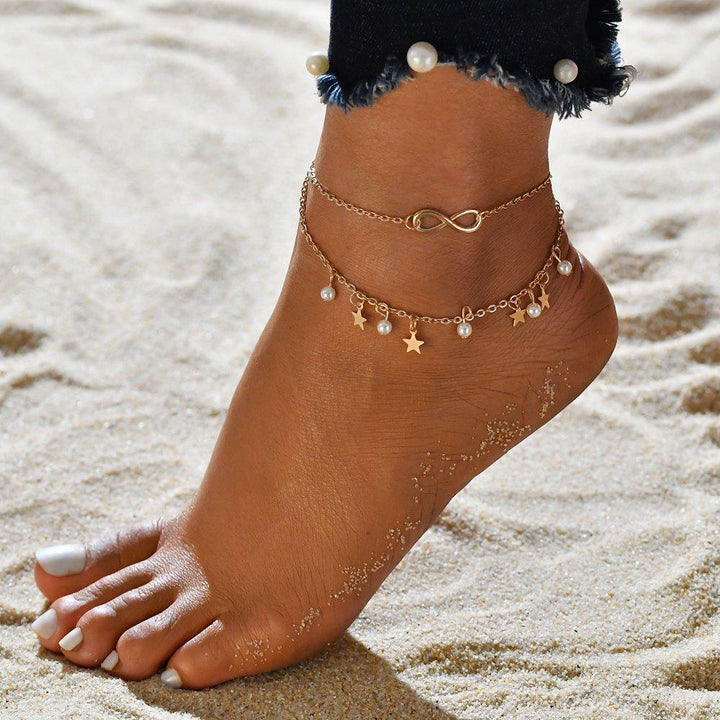 Aurélie Infinity Pearls and Stars Anklet Bracelet